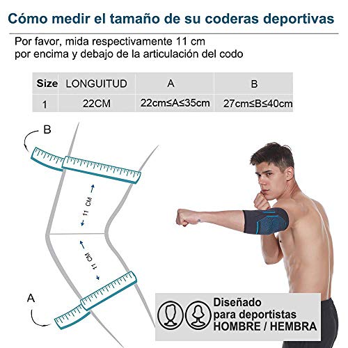 Deamoch Coderas Deportivas, Antideslizante Coderas Compresión de Soporte para Tenis Golf Gimnasio Trabajo 1 Par Unisex