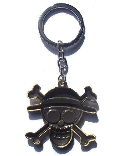 Death Note One Piece Llavero de Metal Luffy Logo Straw Hat Skull Face Calavera - 5 cm