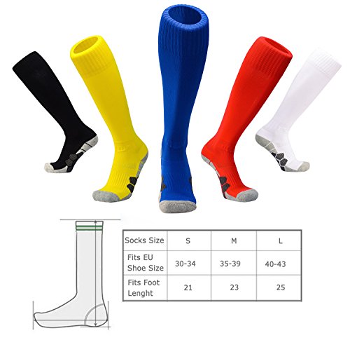 DEBAIJIA 2 Pares Calcetines de Fútbol Deportes al aire Libre de Medias de Fútbol Mujeres/Hombre Niños/Niñas Para Baloncesto, Lacrosse, Rugby, Hockey& Otros deportes Negro/Blanco - L