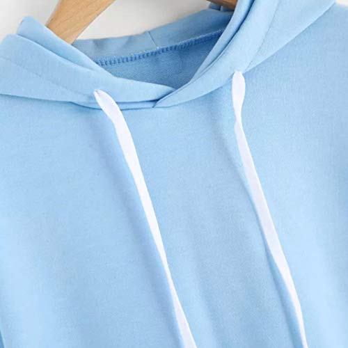 DEELIN La Moda De OtoñO De Las Mujeres Suelta La Sudadera con Capucha De La Manga Larga Sudadera con Capucha De La Sudadera con Capucha De La Sudadera con Capucha (XS, Azul)