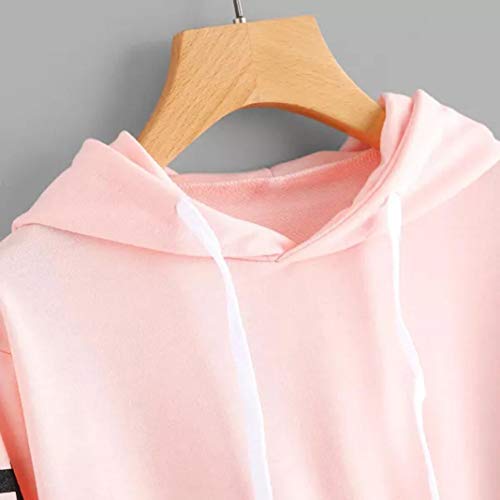 DEELIN La Moda De OtoñO De Las Mujeres Suelta La Sudadera con Capucha De La Manga Larga Sudadera con Capucha De La Sudadera con Capucha De La Sudadera con Capucha (XS, Rosa)