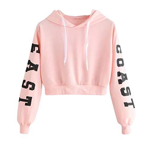 DEELIN La Moda De OtoñO De Las Mujeres Suelta La Sudadera con Capucha De La Manga Larga Sudadera con Capucha De La Sudadera con Capucha De La Sudadera con Capucha (XS, Rosa)