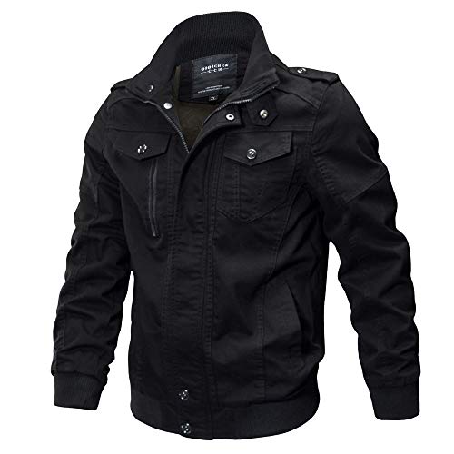 DEELIN Ropa De Hombre De Gran TamañO Moda Invierno Guapo Abrigo Militar TáCtico Chaqueta Transpirable Luz Cazadora Chaqueta Abrigo (2XL, Negro)