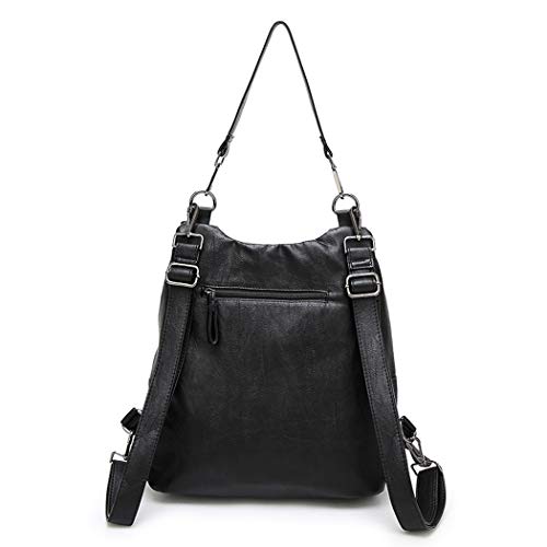 DEERWORD Mujer Bolsos Mochila Pequeña Casual Bandolera Cuero Hombro Piel de PU Fekete V2