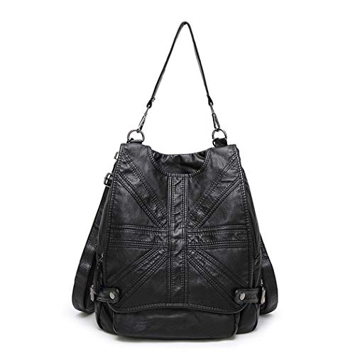 DEERWORD Mujer Bolsos Mochila Pequeña Casual Bandolera Cuero Hombro Piel de PU Fekete V2