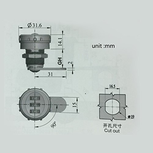 Delaman Cerradura de Combinación de 3 Dígitos - Cerradura de Codificación Lock para Buzón de Cajón del Gabinete (tamaño : 1# Coded Lock for 0.5~9mm)