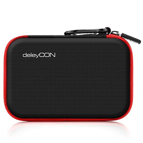 deleyCON Funda para Discos Duros Funda HDD para Discos de 2,5" Pulgadas y SDD - Sólida y Segura - 2 Compartimentos Interiores - Rojo