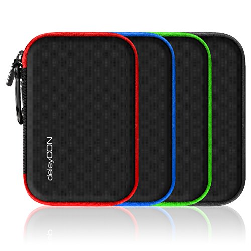 deleyCON Funda para Discos Duros Funda HDD para Discos de 2,5" Pulgadas y SDD - Sólida y Segura - 2 Compartimentos Interiores - Rojo