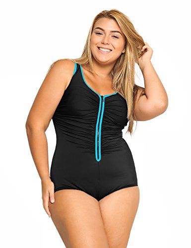 DELIMIRA - Bañador Cremallera Frontal Traje de Baño de Una Pieza para Mujer Multicolor #3 50