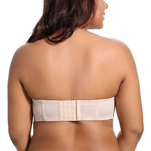 DELIMIRA - Sujetador sin Tirantes Tallas Grandes Push Up de Silicona para Mujer Beige 110E