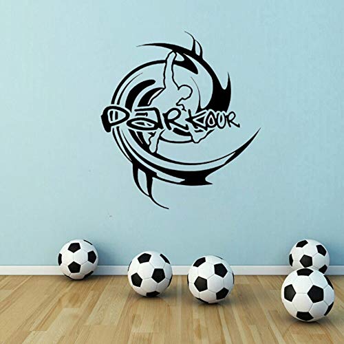 Deportes extremos parkour pegatinas de pared city running sports tatuajes de pared de vinilo parkour club decoración de gimnasio decoración extraíble b mural A4 57x63cm