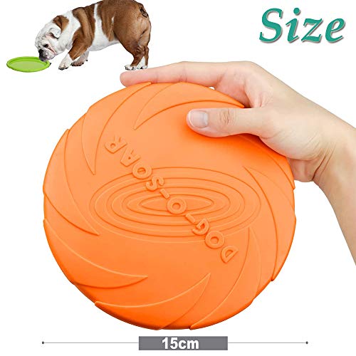 DERU Perros interactivos Frisbee, 2 Pcs Frisbee Perro, Juguete de Disco Volador para Perro, para Adiestramiento de Perros Juguetes de Tiro, Captura y Juego(Naranja,Verde)