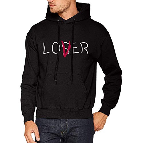 Desconocido Lover no Loser - Sudadera con Capucha y Bolsillo (Negro, L)