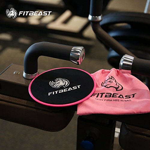 Deslizadores de ejercicio Core FitBeast 2 discos deslizantes de doble cara Mandos deslizantes centrales para alfombras y pisos duros. Núcleos deslizantes para ejercicio abdominal （Rosa）