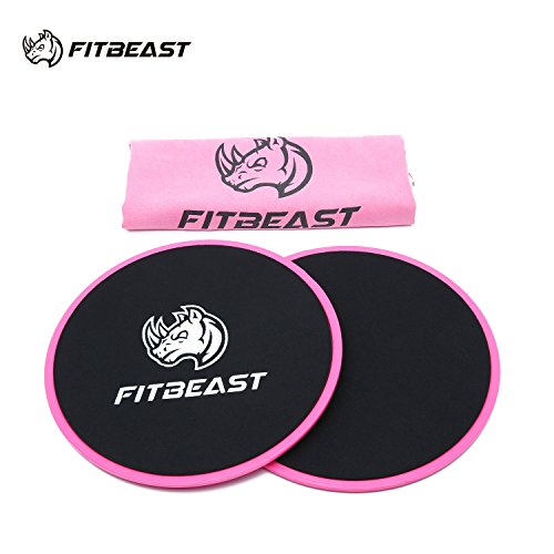 Deslizadores de ejercicio Core FitBeast 2 discos deslizantes de doble cara Mandos deslizantes centrales para alfombras y pisos duros. Núcleos deslizantes para ejercicio abdominal （Rosa）