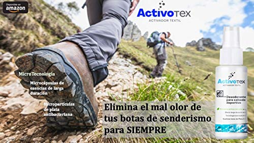 Desodorante calzado deportivo, zapatos, zapatillas, botas | Spray eliminador de olores para ropa y tejido | ACTIVOTEX (80 ml)