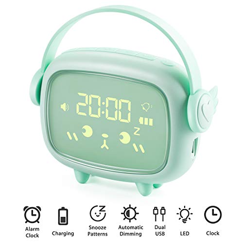 Despertador Digital Infantil, Despertador Recargable con Luz Nocturna, Reloj Despertador Digital Niños con Función Snooze Ideal para Dormitorio y Oficina