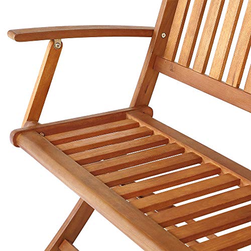 Deuba Banco de Madera de eucalipto Plegable para 2 Personas Asiento para Exterior jardín Patio terraza Banco de Parque