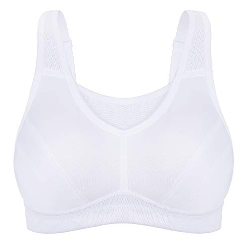 Deyllo - Sujetador deportivo para mujer, sujeción fuerte, tallas grandes Blanco 110D