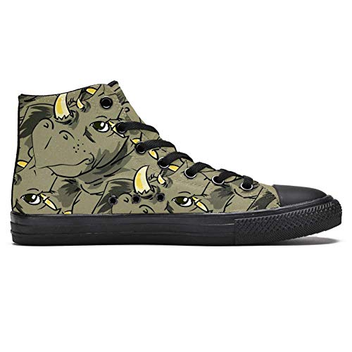 DEYYA - Zapatillas altas para hombre, diseño de rinoceronte africano, estampado de rinoceronte, color Multicolor, talla 41 1/3 EU