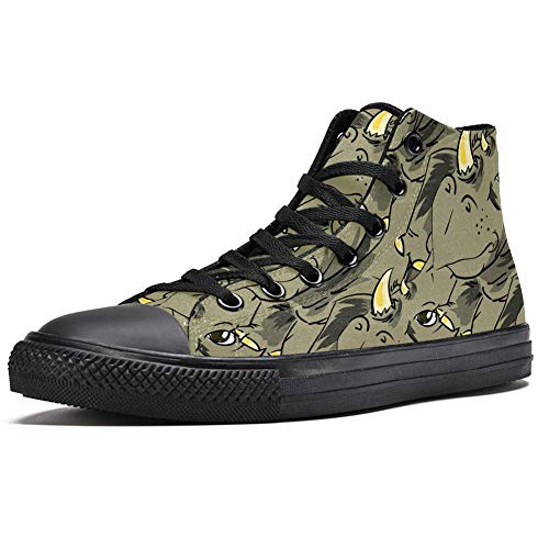 DEYYA - Zapatillas altas para hombre, diseño de rinoceronte africano, estampado de rinoceronte, color Multicolor, talla 41 1/3 EU