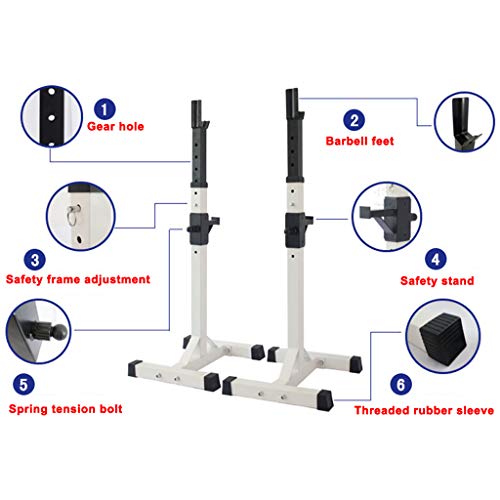 DFANCE Bastidores de Sentadillas/Squat Rack, Soportes de Sentadillas Ajustables Bastidor de Press de Banca Rack MusculacióN de Entrenamiento de Fuerza Equipo de Gimnasia en Interiores, Carga 250 Kg