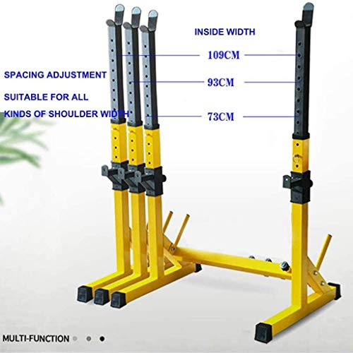 DFANCE Rack de Sentadillas Multifuncional Rack de EnergíA Soportes para Sentadillas Banco Barbell Rack Jaula Sentadillas Ajustable Fortalecimiento del Entrenamiento FíSico Hogar y Gimnasio, Amarillo