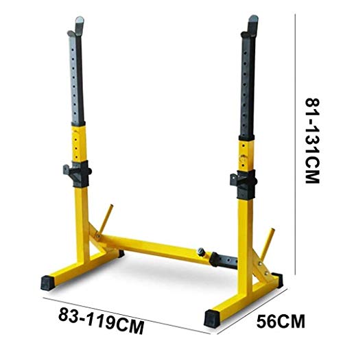 DFANCE Rack de Sentadillas Multifuncional Rack de EnergíA Soportes para Sentadillas Banco Barbell Rack Jaula Sentadillas Ajustable Fortalecimiento del Entrenamiento FíSico Hogar y Gimnasio, Amarillo