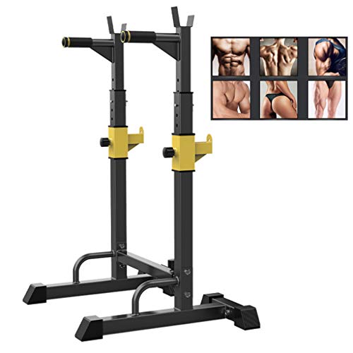 DFANCE Soporte para Sentadillas con Barra Ajustable en Rack 250 kg de Carga MáXima EstacióN de InmersióN Barbell Rack Dip Stand Banca Press Rack Entrenamiento de Fuerza Gimnasio en Casa Fitness