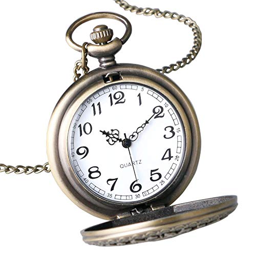 DFGHJK Reloj De Bolsillo con Cadena Bronce Antiguo Vintage Cuarzo Steampunk Reloj De Bolsillo Tela De Araña Hueco Mujeres Hombres Colgante Collar Regalos