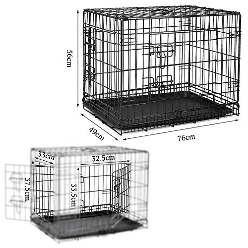 Dibea DC00492, Jaula Plegable de Metal para Perro, Gato y Mascota (2 Puertas), 76 x 47 x 53 cm