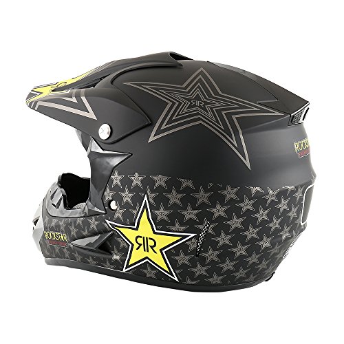 Dightyoho Casco para Motocross, 4pcs Juego de Casco de Moto + Gafas + Guantes de Motocicleta + Mascarilla, para Hombre Mujer, XL 58-59CM (Rockstar)