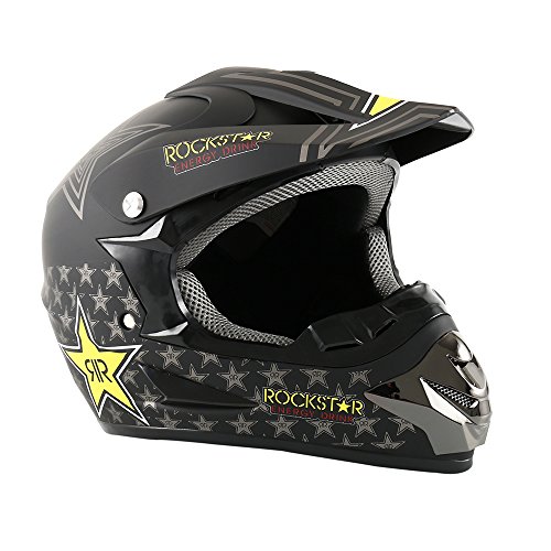 Dightyoho Casco para Motocross, 4pcs Juego de Casco de Moto + Gafas + Guantes de Motocicleta + Mascarilla, para Hombre Mujer, XL 58-59CM (Rockstar)