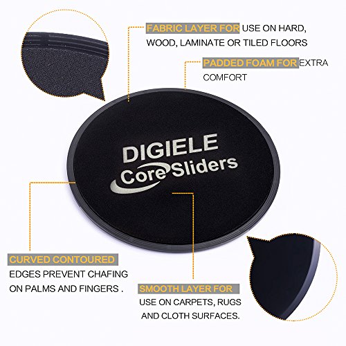 DigiELE Discos Deslizantes, 2 Core Sliders, Sliders Ejercicio de Doble Cara y Glide Discos Vírgenes para Uso en Pisos, Yoga Pilates Core - Entrenamiento de Cuerpo Completo y Acondicionado