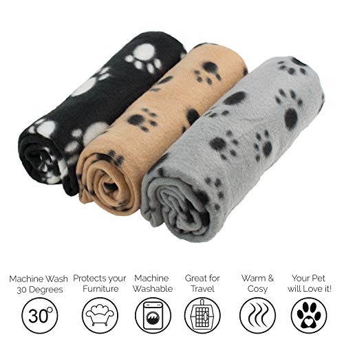 DIGIFLEX Grandes Mantas de Suave Felpa - Para Perros, Gatos, Conejos y Otras Mascotas - Una Buena Adición a la Cama de Su Animal - Mantas para Perros - Mantas de Gatos - 3 Unidades - 68cm x 92cm