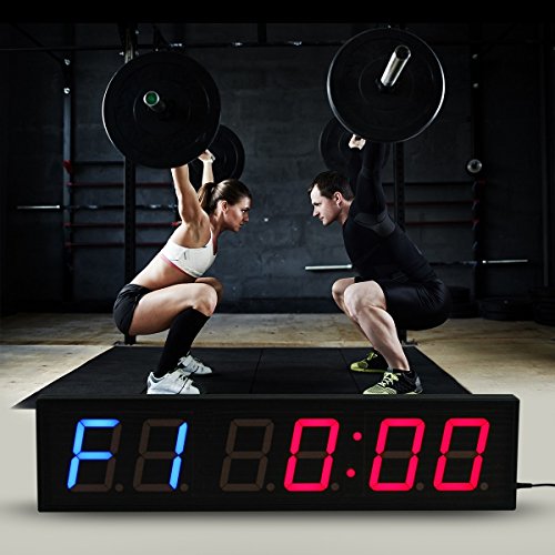 Dígitos LED cuenta atrás intervalo de gimnasio y fitness incluye mando a distancia temporizador cronómetro reloj de pared para clubes deportivos escuelas Tabata 12/24 horas reloj en tiempo real