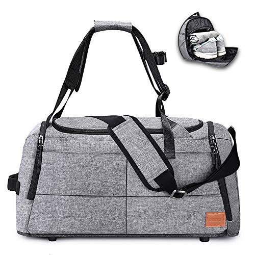 DINOKA Bolsa Deportiva 50L, Bolsa Deporte, Bolsas Gimnasio Mujer y Hombre de Grande Viaje Impermeable Compartimento para Zapatos,Separada en Seco y Húmedo Bolsos de Viaje Deportivos Grande