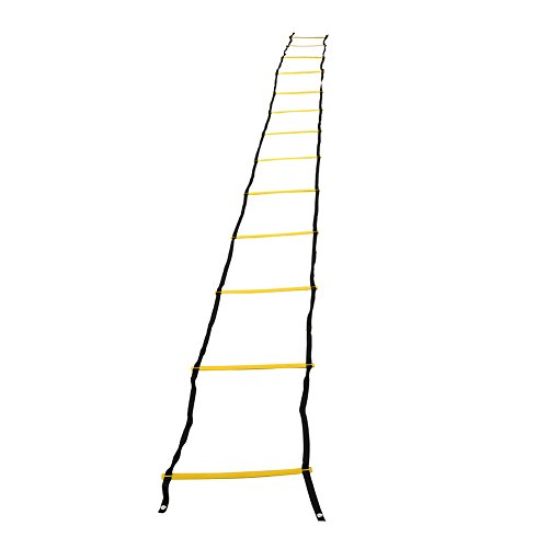 Dioche Escalera Futbol, Premium Super Flat Escalera Ajustable, Equipo de Entrenamiento de Velocidad para Trabajo de pies de Alta Intensidad, Unisex Adulto(7 - Peldaño-Amarillo + Negro)