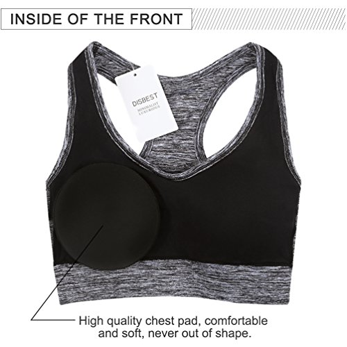 Disbest Sujetador de Yoga, Super Stretch Sport Bra Gimnasio Vest Tank Top con Almohadillas extraíbles Gray L