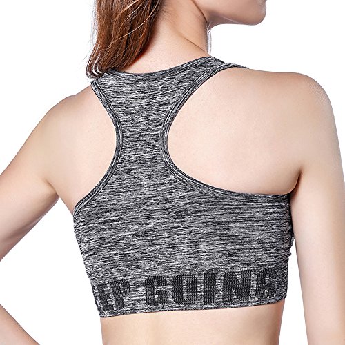 Disbest Sujetador de Yoga, Super Stretch Sport Bra Gimnasio Vest Tank Top con Almohadillas extraíbles Gray L