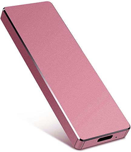 Disco duro externo de 2 TB, disco duro externo portátil para PC, portátil y Mac (2 TB, oro rosa)