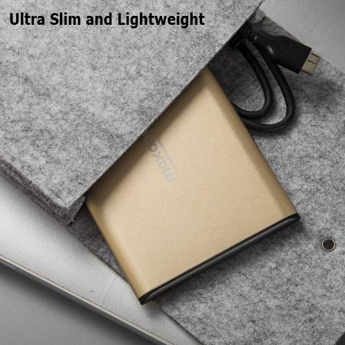 Disco duro externo Portátil 320GB - 2.5" USB 3.0 Ultrafino Diseño Metálico HDD para Mac, PC, Laptop, Ordenador, Xbox one, PS4, Smart TV, Chromebook - Gold