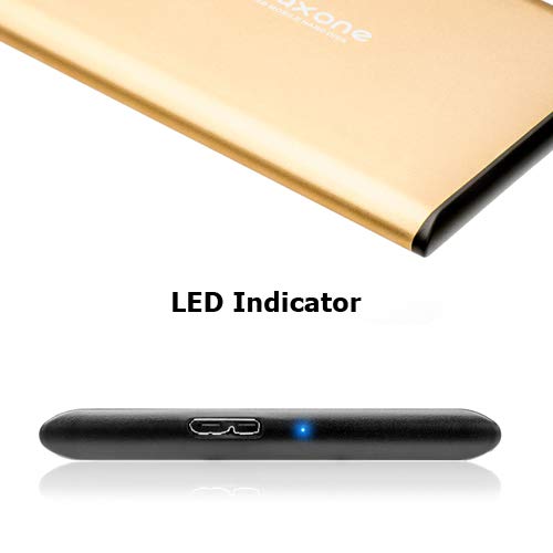 Disco duro externo Portátil 320GB - 2.5" USB 3.0 Ultrafino Diseño Metálico HDD para Mac, PC, Laptop, Ordenador, Xbox one, PS4, Smart TV, Chromebook - Gold