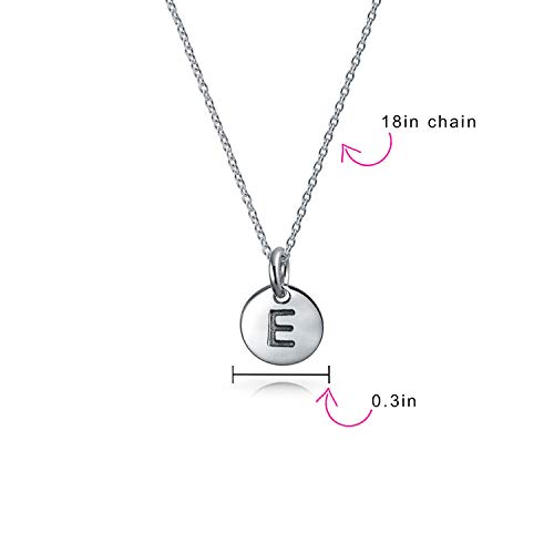 Disco Redondo Minimalista Personalizado Letra Mayúscula Del Inicial E Collar Mujer Colgante Plata Esterlina