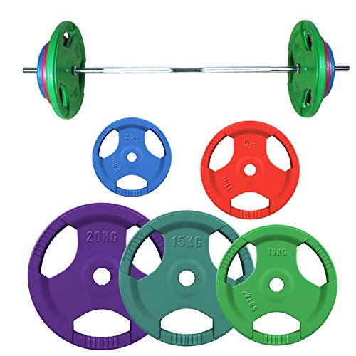 Discos De Pesas (2 Unidades, 2.5-20 Kg Opcional) Tabletas Con Mancuernas Pesas Parachoques Olímpicas Goma Discos Colores 28MM Para Entrenamiento Fuerza Levantamiento Y Crossfit,5kg*2