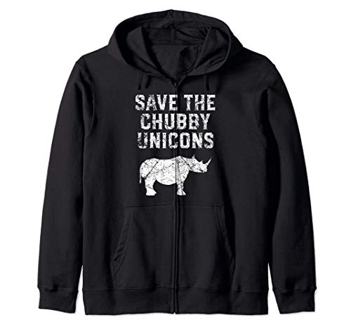 Diseño de rinoceronte - Salva a los unicornios regordetes Sudadera con Capucha