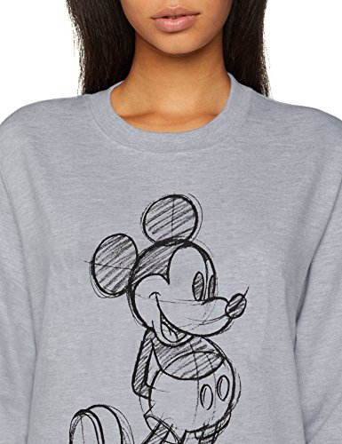 Disney Mickey Mouse Sketch Sweatshirt Sudadera, Gris, 44 para Mujer