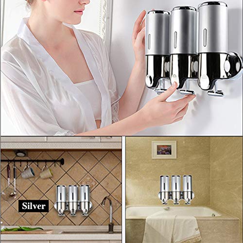 Dispensador de jabón Automatico bomba de ducha champú Dispensador de jabón para baño Acero Inoxidable Montado en la pared Para Sujetar Jabón Desinfectante Manos Champú (1500 ml)