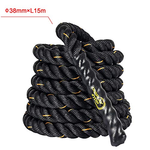 Display4top Cuerda de Batalla Battle Rope - Ancho de 38mm Poly Dacron 9m / 12m / 15m Longitud Ejercicio Cuerdas de Undulación (38mm * 9m)