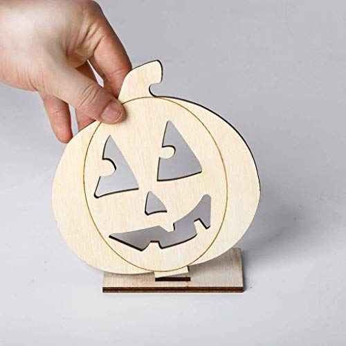 DIY placa de madera de la calabaza hueco collar de ornamento con LED de luz de la lámpara de caramelo Home Party Decor Suministros célula de la batería (incluido) DOISLL